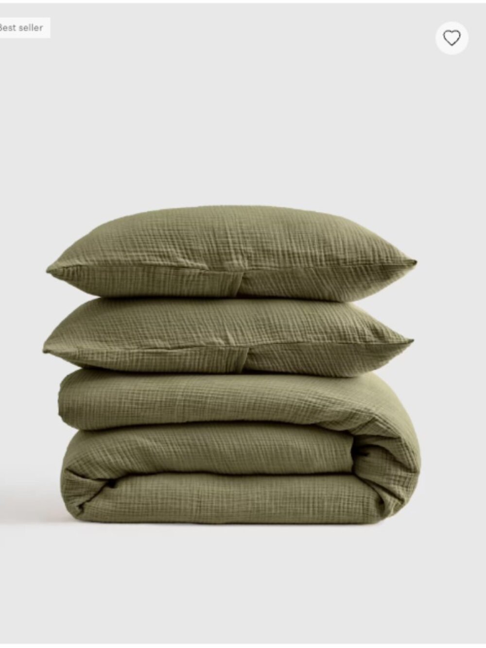 Quince Organic Cotton Gauze Duvet Cover Set - Olive - King/Cal King